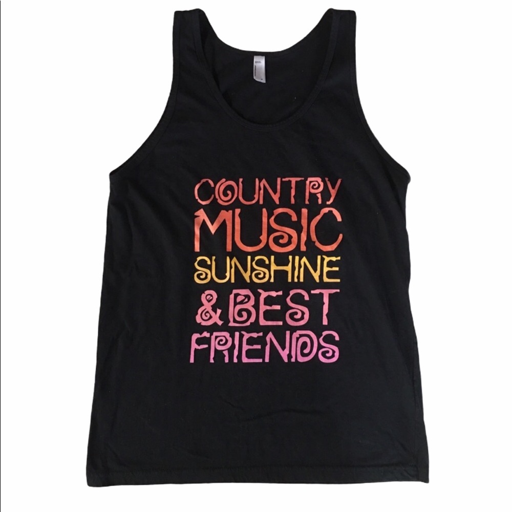 American Apparel Tank‎ Top Unisex M Black Country Music Sunshine Best Friends